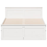 Cadre de lit sans matelas avec tête de lit blanc 135x190 cm pin