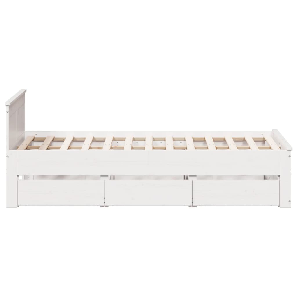 Cadre de lit sans matelas avec tête de lit blanc 135x190 cm pin