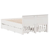 Cadre de lit sans matelas avec tête de lit blanc 135x190 cm pin