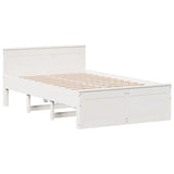 Cadre de lit sans matelas avec tête de lit blanc 135x190 cm pin