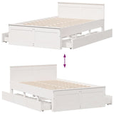 Cadre de lit sans matelas avec tête de lit blanc 135x190 cm pin