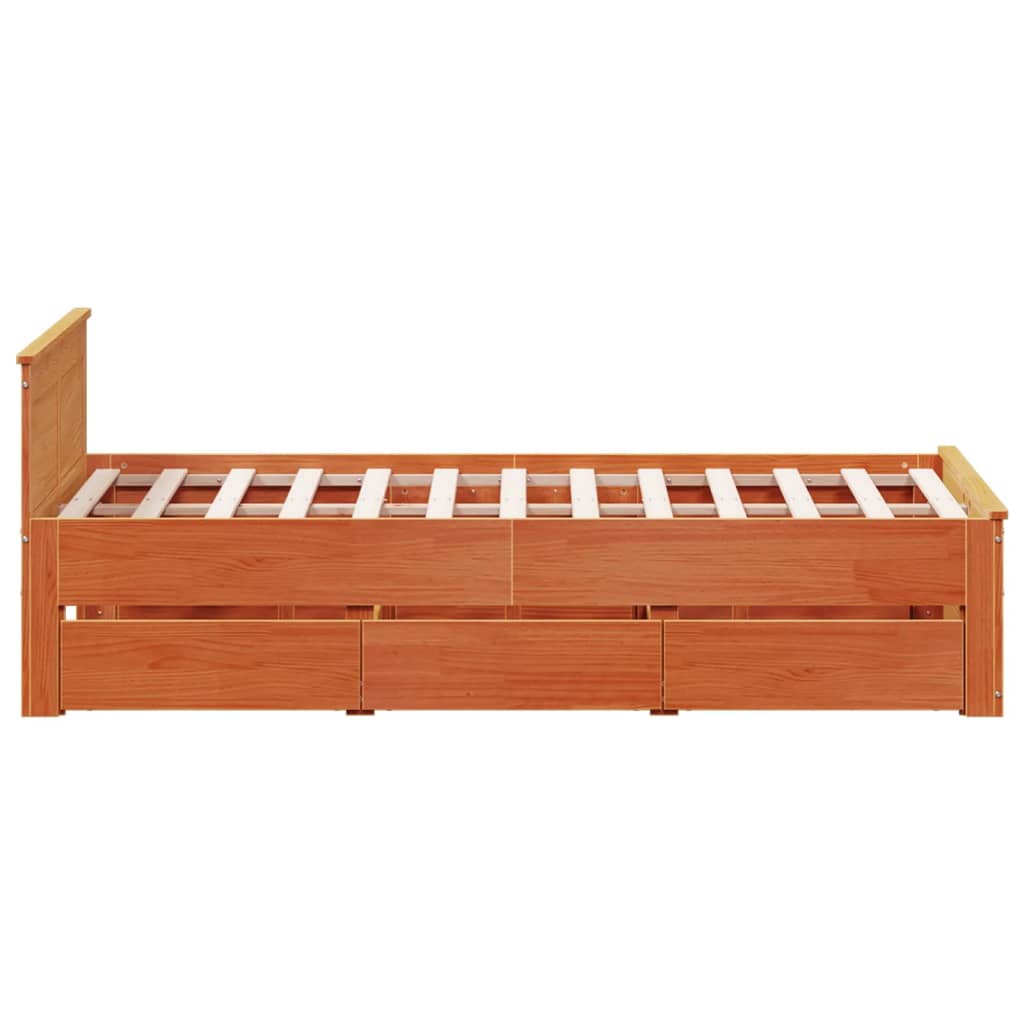 Cadre de lit sans matelas avec tête de lit brun cire 135x190 cm