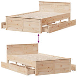 Cadre de lit sans matelas avec tête de lit 120x190 cm bois pin