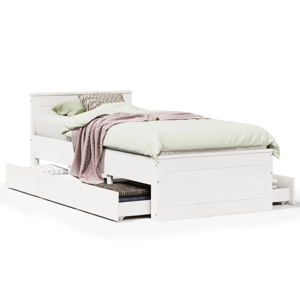 Cadre de lit sans matelas avec tête de lit 90x190 cm pin massif