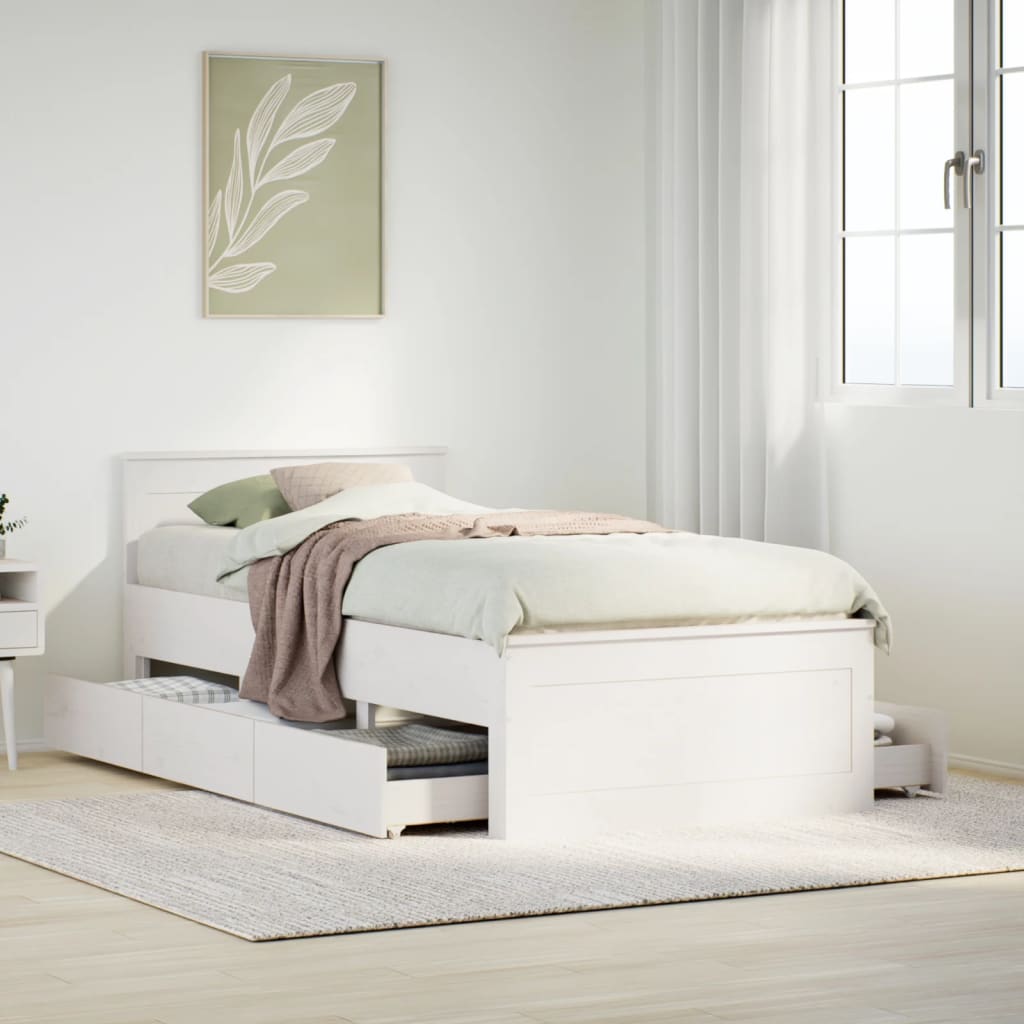 Cadre de lit sans matelas avec tête de lit 90x190 cm pin massif