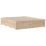 Cadre de lit sans matelas avec tiroirs 200x200 cm bois de pin