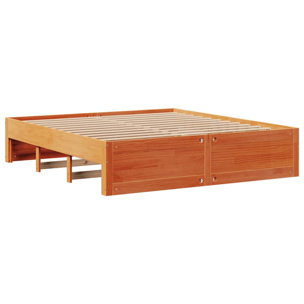 Cadre de lit sans matelas avec tiroirs brun cire 200x200 cm pin