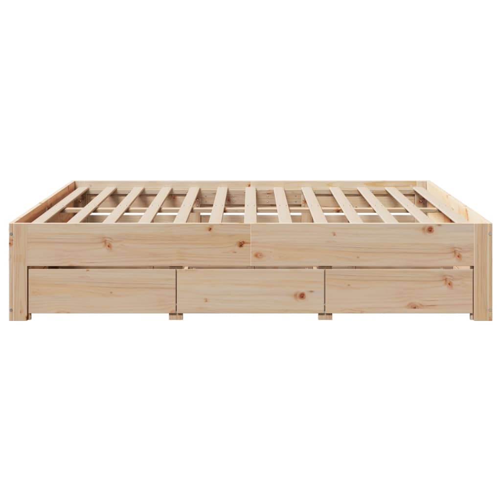 Cadre de lit sans matelas avec tiroirs 180x200 cm bois de pin