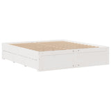 Cadre de lit sans matelas avec tiroirs blanc 180x200cm bois pin