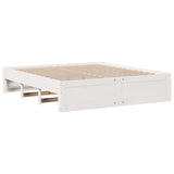 Cadre de lit sans matelas avec tiroirs blanc 180x200cm bois pin