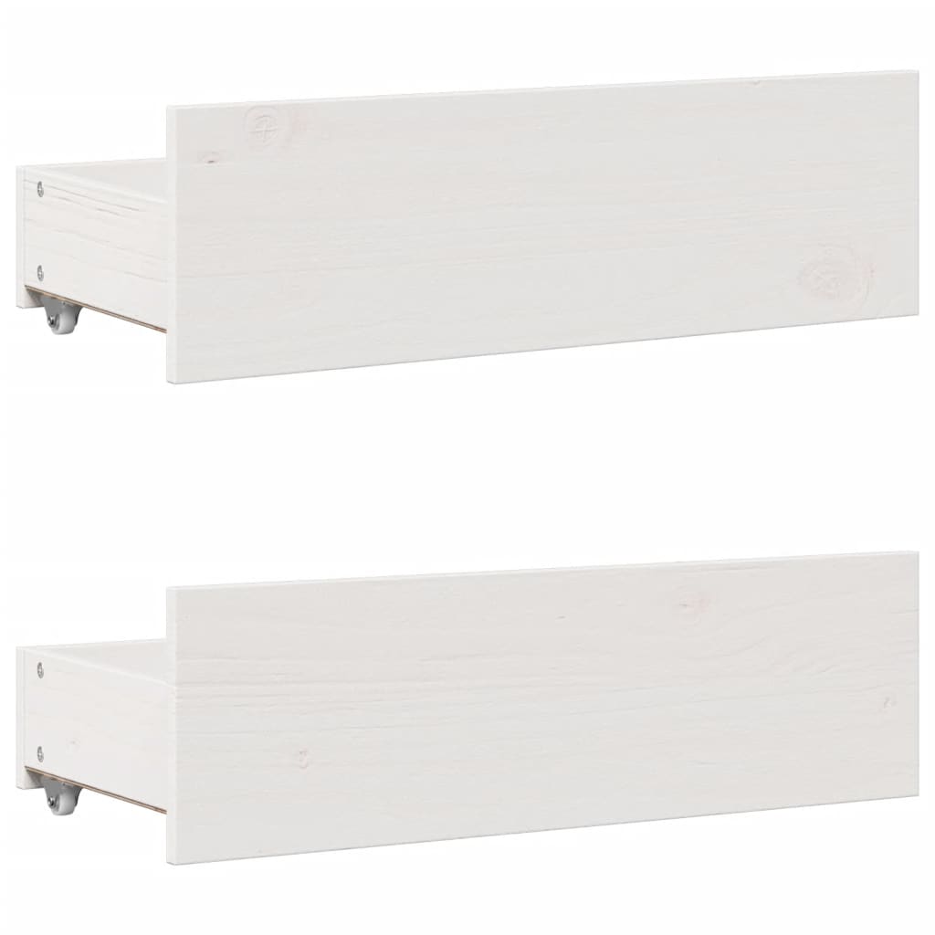 Cadre de lit sans matelas avec tiroirs blanc 180x200cm bois pin