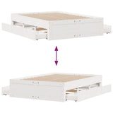 Cadre de lit sans matelas avec tiroirs blanc 160x200cm bois pin