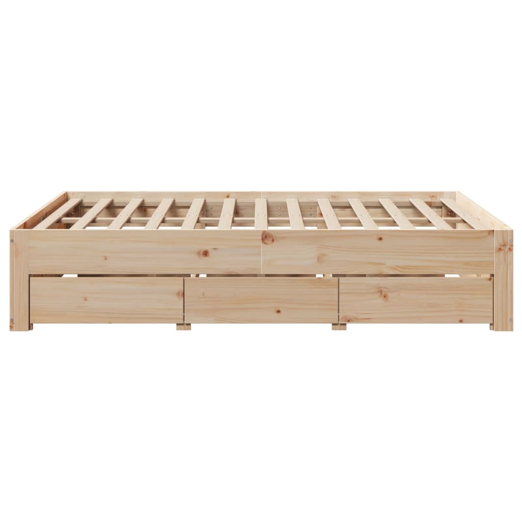 Cadre de lit sans matelas avec tiroirs 150x200 cm bois de pin