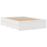 Cadre de lit sans matelas avec tiroirs blanc 150x200 cm pin