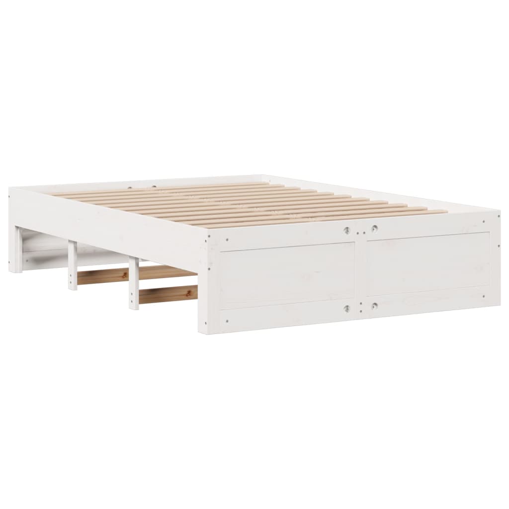 Cadre de lit sans matelas avec tiroirs blanc 150x200 cm pin