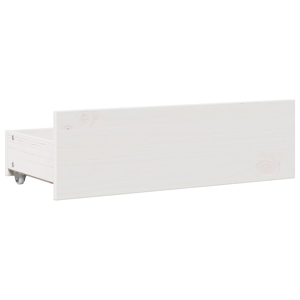 Cadre de lit sans matelas avec tiroirs blanc 150x200 cm pin