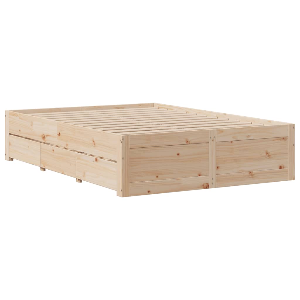 Cadre de lit sans matelas avec tiroirs 140x200 cm bois de pin