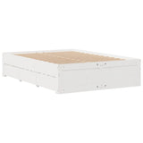 Cadre de lit sans matelas avec tiroirs blanc 140x200cm bois pin