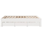 Cadre de lit sans matelas avec tiroirs blanc 140x200cm bois pin