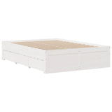 Cadre de lit sans matelas avec tiroirs blanc 140x200cm bois pin