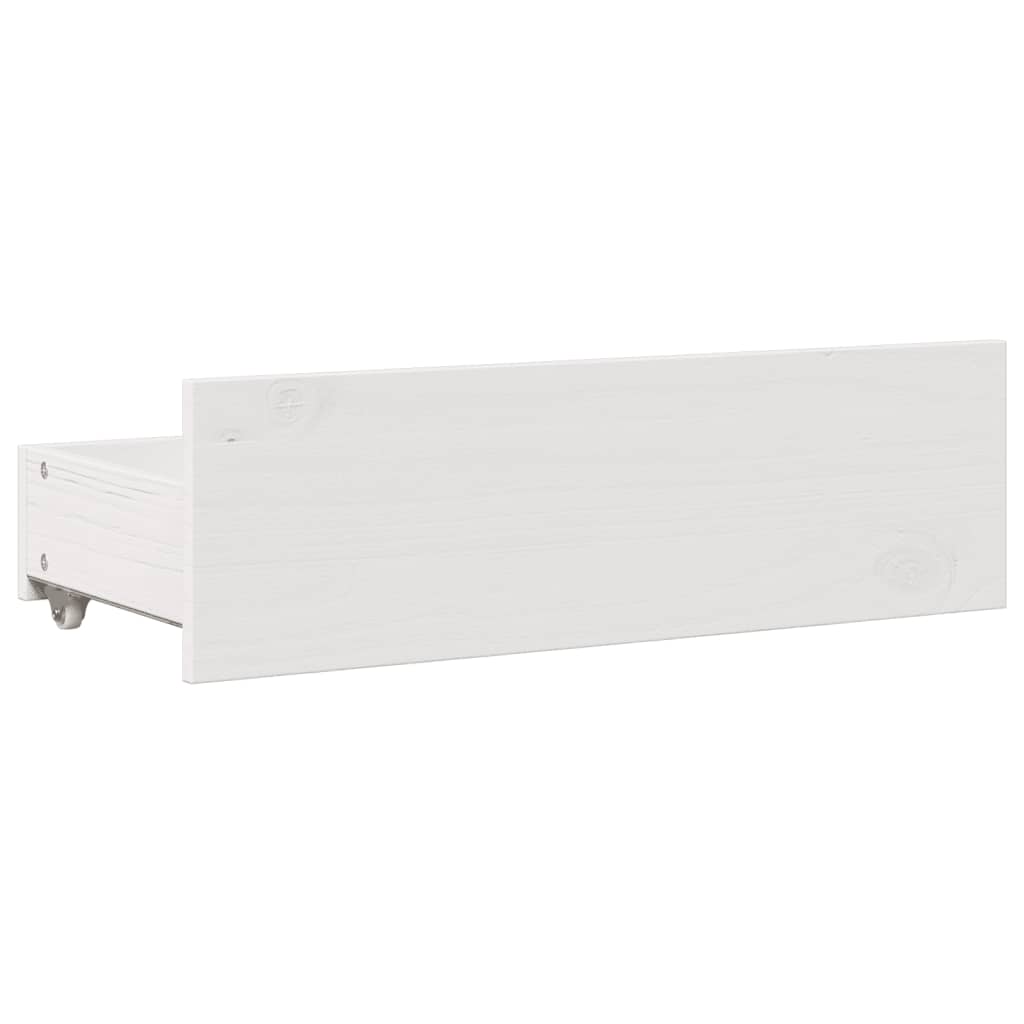 Cadre de lit sans matelas avec tiroirs blanc 140x200cm bois pin