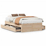 Cadre de lit sans matelas avec tiroirs 120x200 cm bois pin