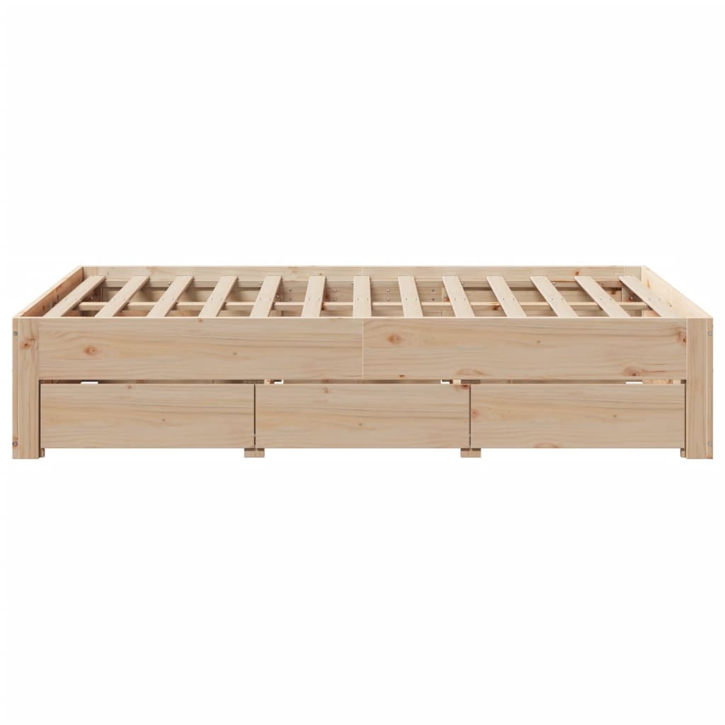 Cadre de lit sans matelas avec tiroirs 120x200 cm bois pin