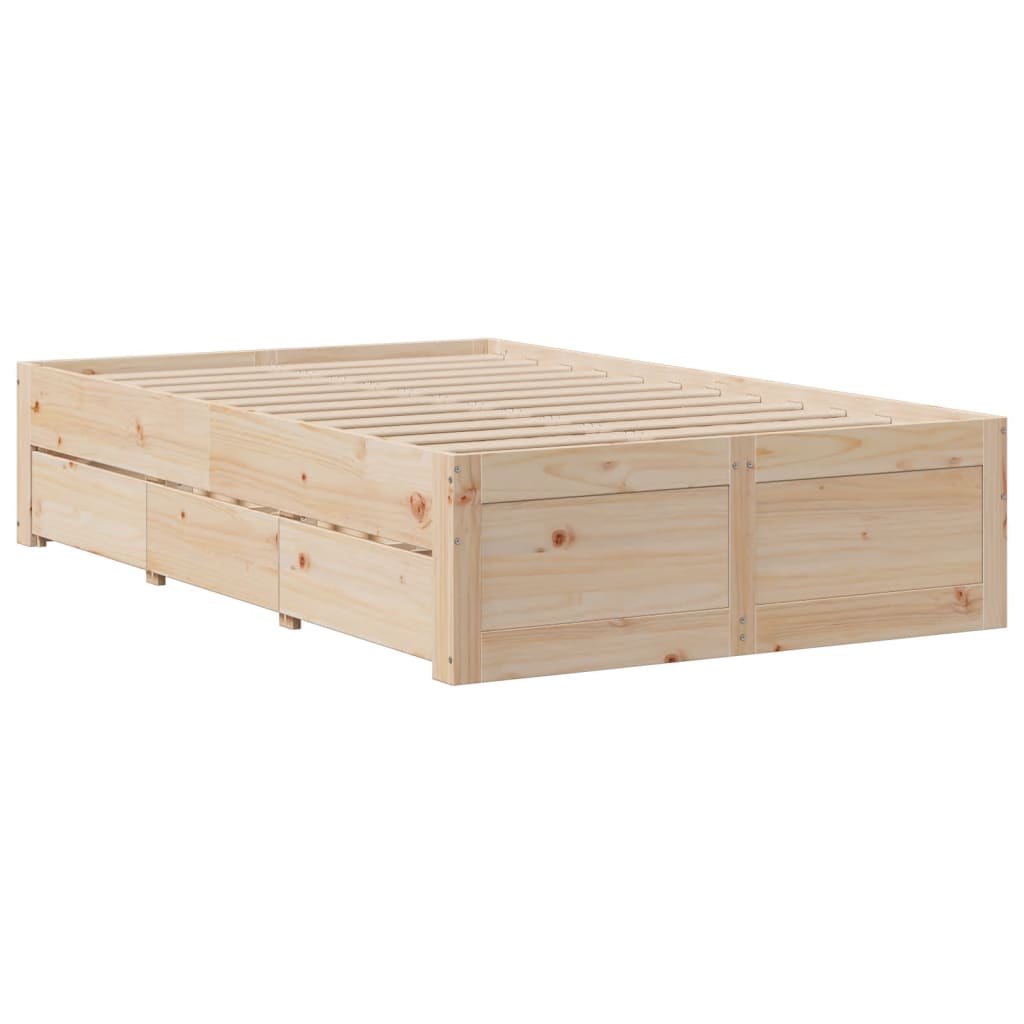 Cadre de lit sans matelas avec tiroirs 120x200 cm bois pin