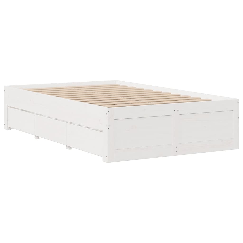 Cadre de lit sans matelas avec tiroirs 120x200 cm bois de pin