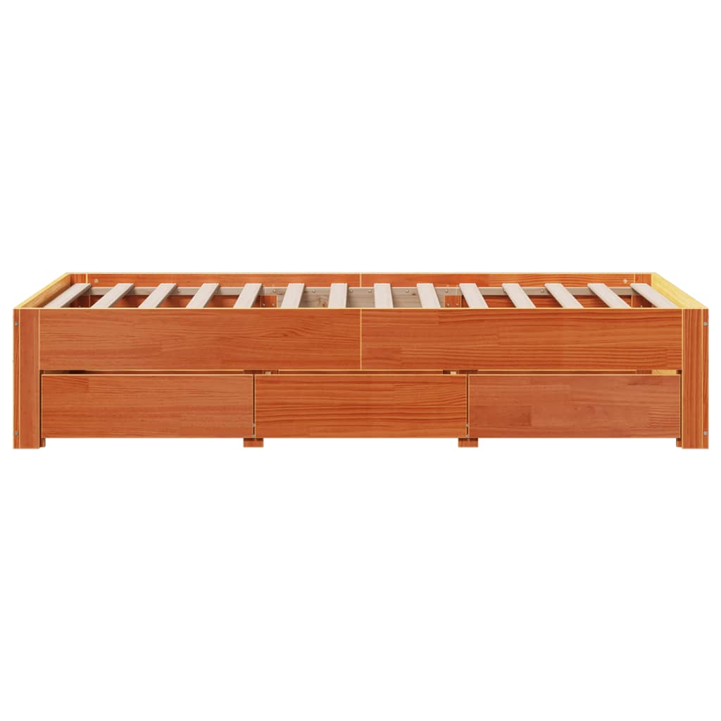 Cadre de lit sans matelas avec tiroirs 100x200 cm bois de pin