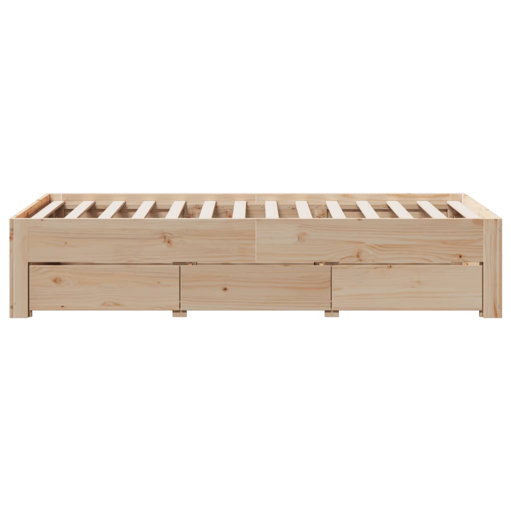 Cadre de lit sans matelas avec tiroirs 90x200 cm bois de pin