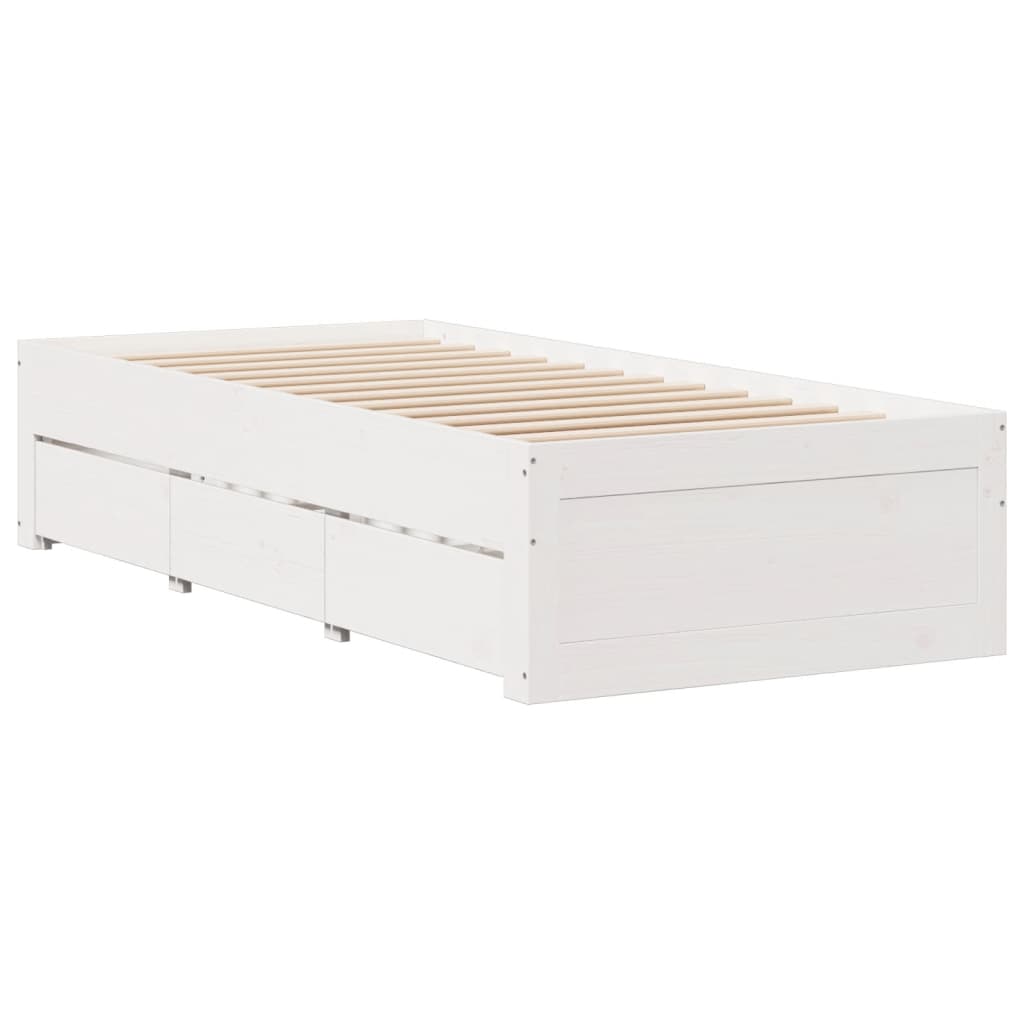 Cadre de lit sans matelas avec tiroirs 90x200 cm bois de pin