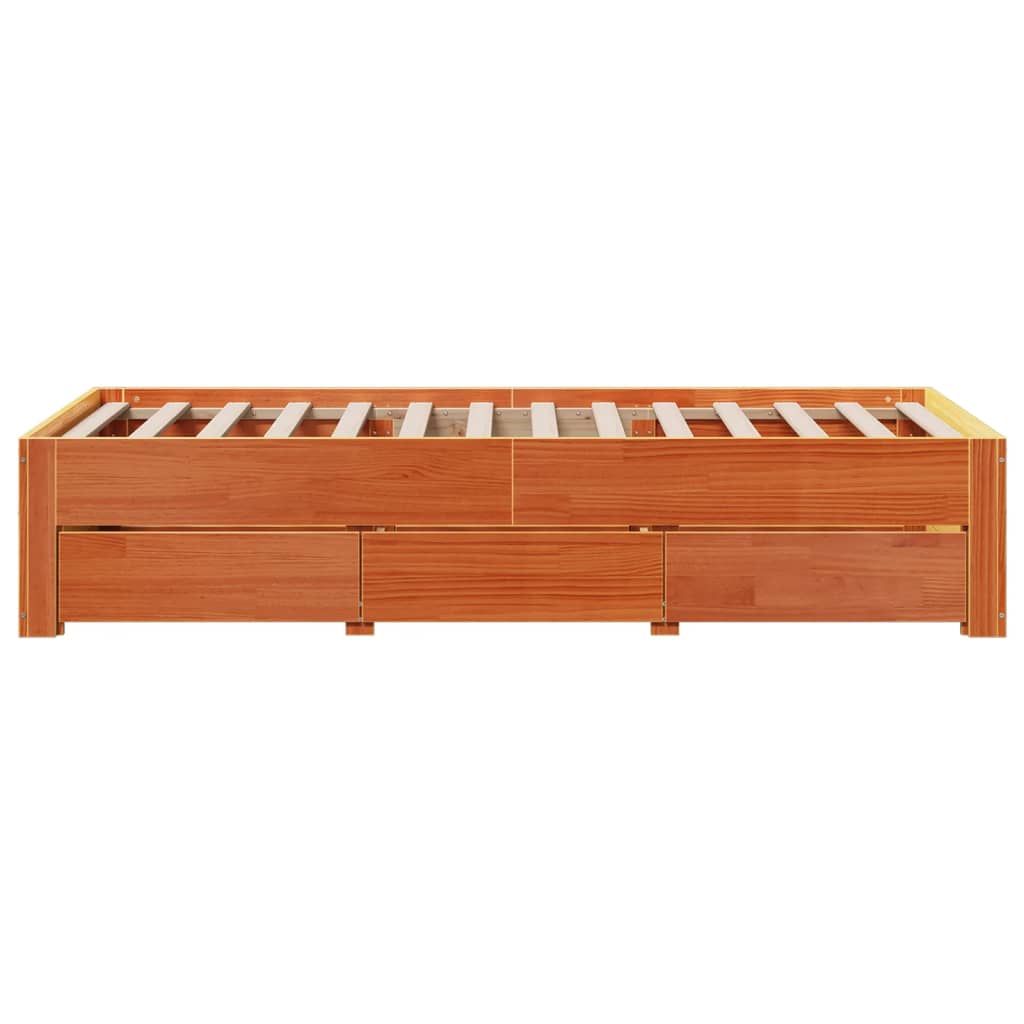 Cadre de lit sans matelas avec tiroirs 90x200cm bois pin massif