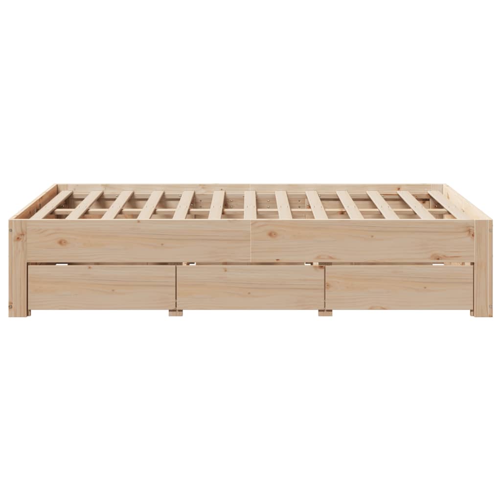 Cadre de lit sans matelas avec tiroirs 135x190 cm bois de pin