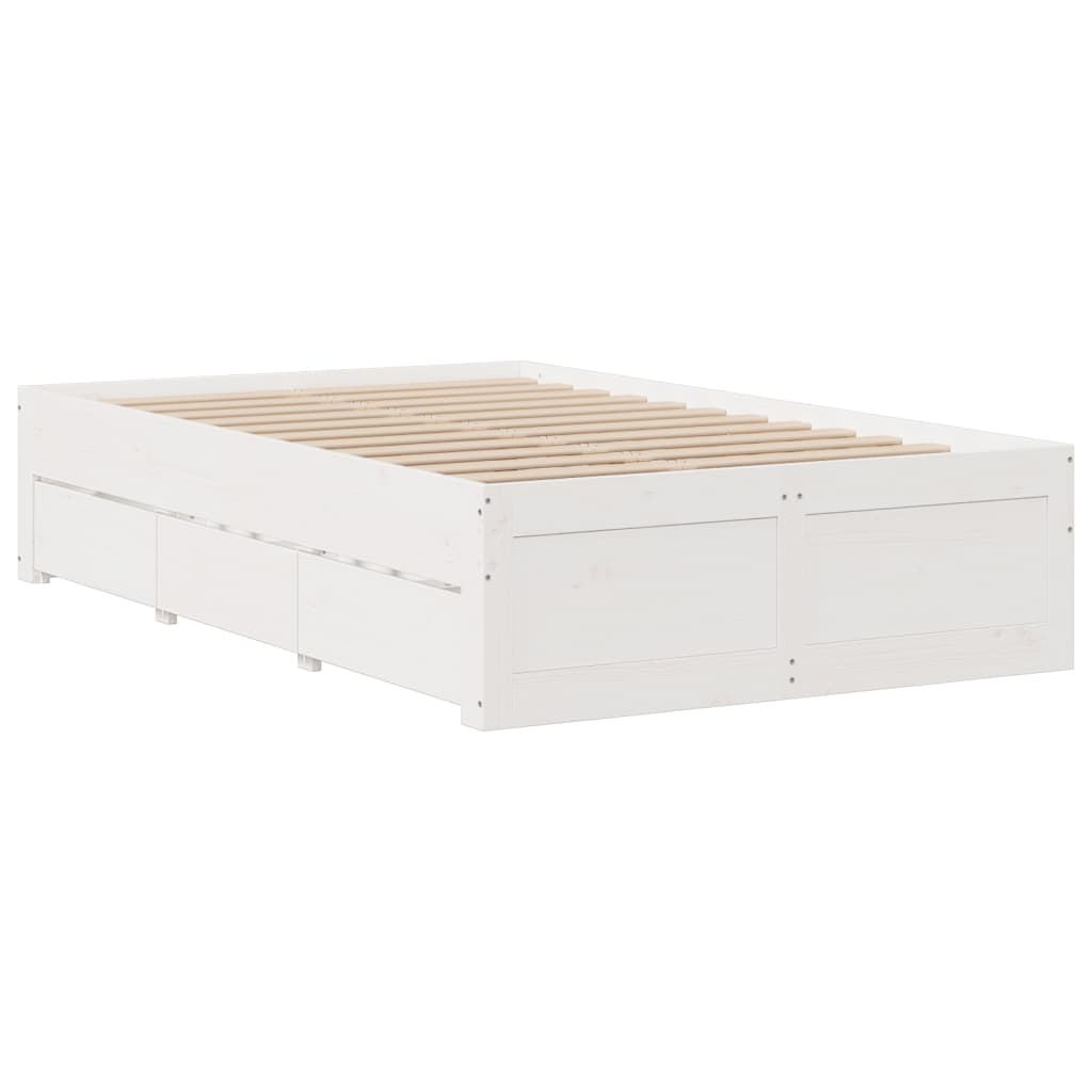 Cadre de lit sans matelas avec tiroirs 135x190 cm bois de pin