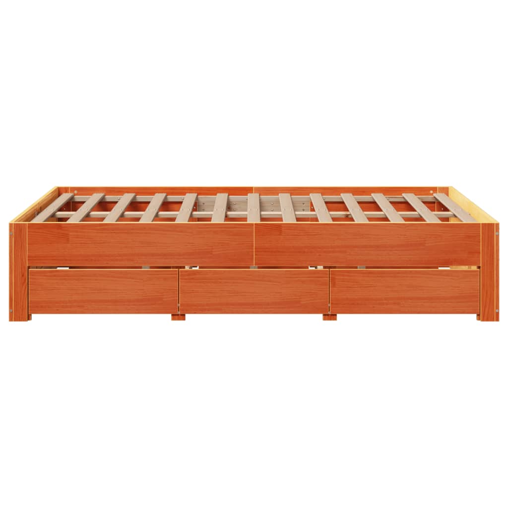 Cadre de lit sans matelas avec tiroirs 135x190 cm bois de pin