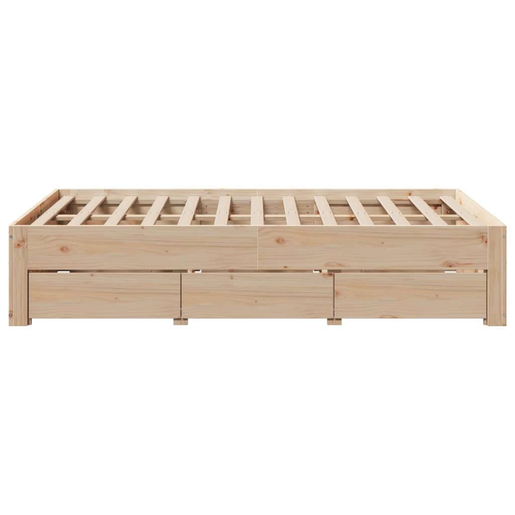 Cadre de lit sans matelas avec tiroirs 120x190 cm bois de pin