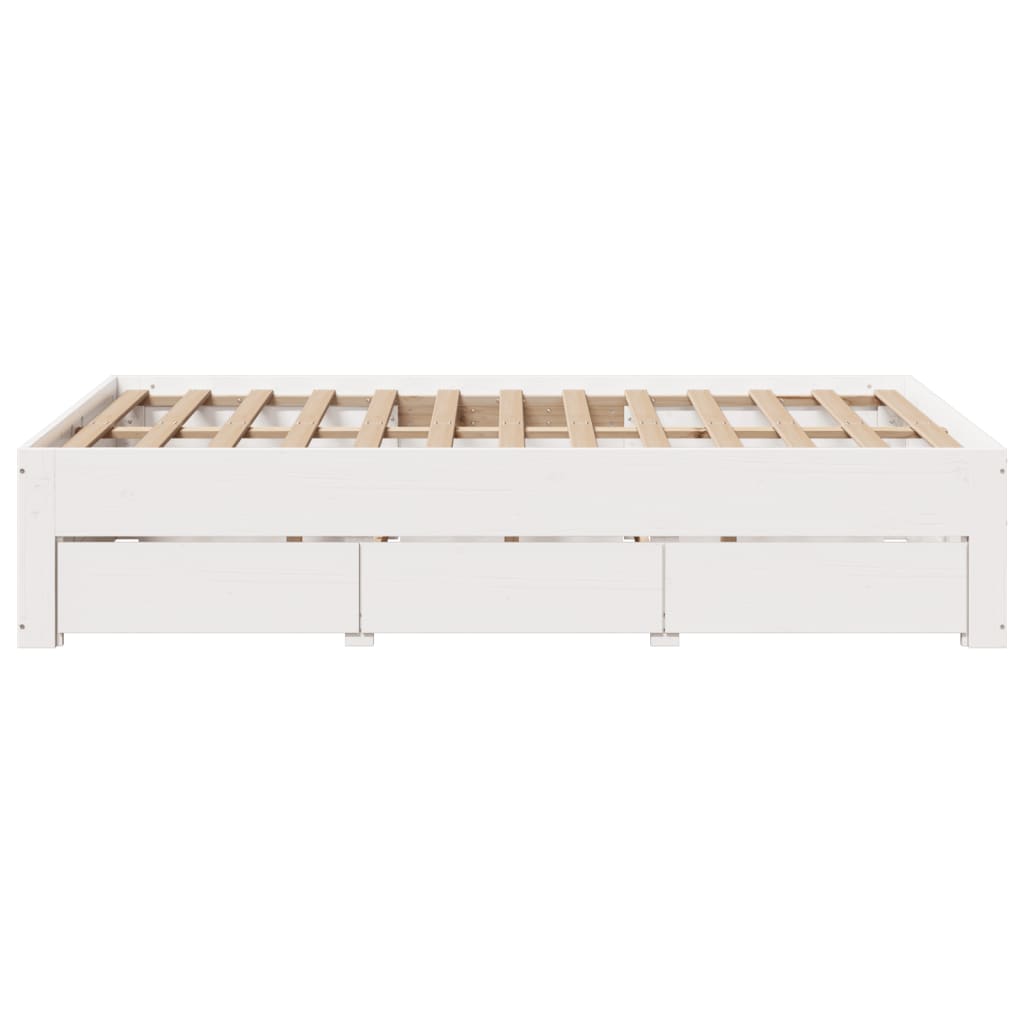 Cadre de lit sans matelas avec tiroirs 120x190 cm bois de pin