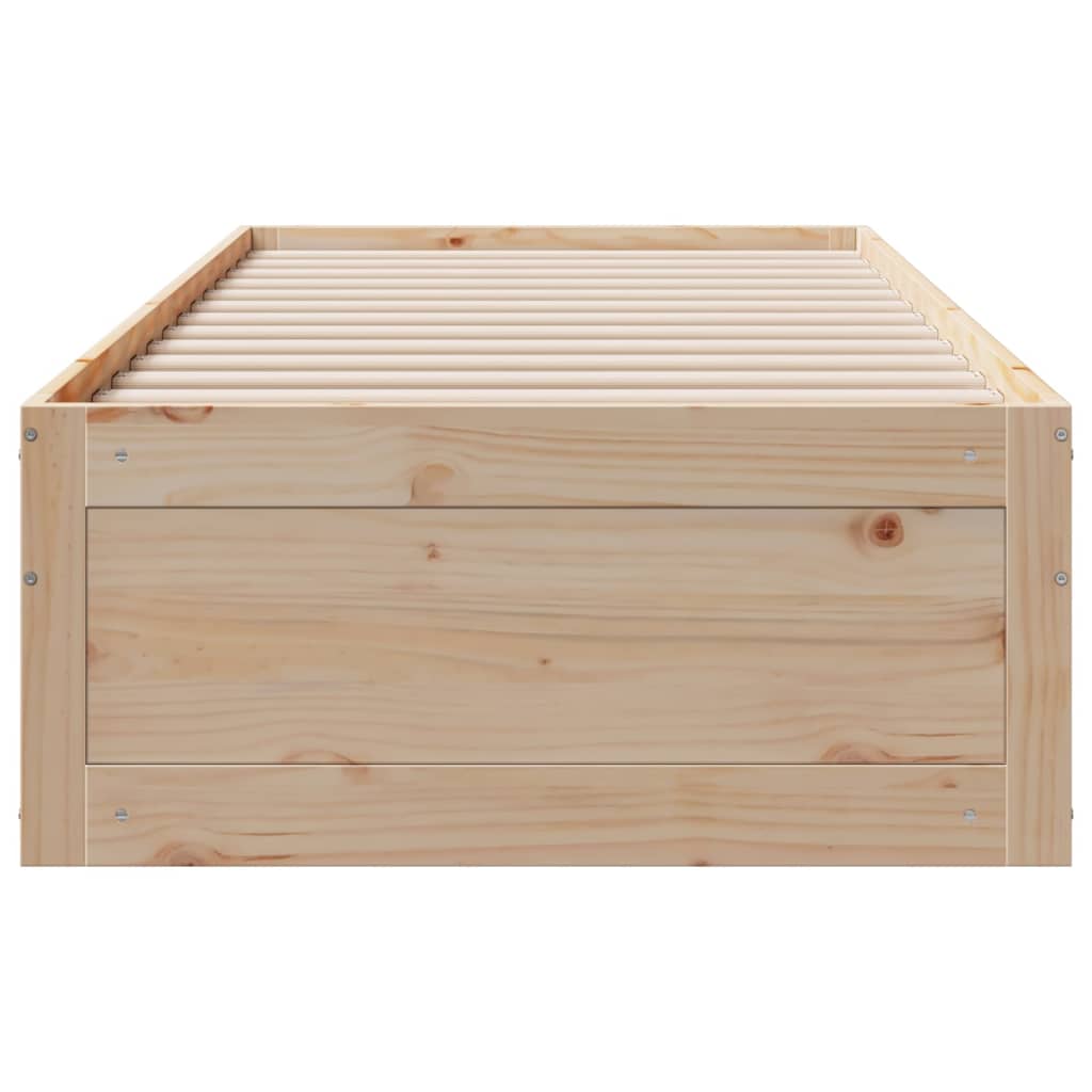 Bed frame without mattress with drawers 90x190 cm pine wood