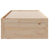 Bed frame without mattress with drawers 90x190 cm pine wood