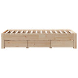 Bed frame without mattress with drawers 90x190 cm pine wood