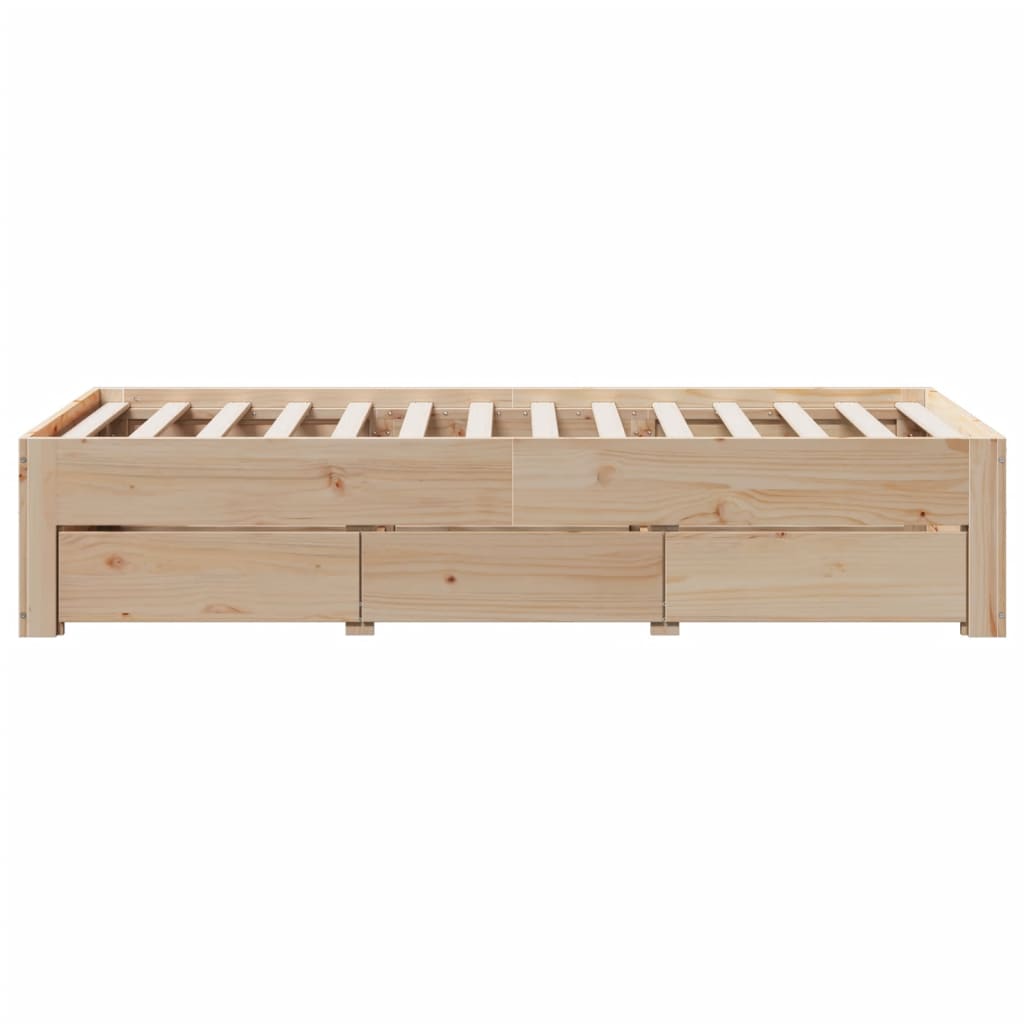 Cadre de lit sans matelas avec tiroirs 75x190 cm bois de pin