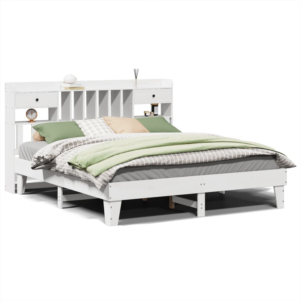 Bed frame without mattress white 200x200 cm solid pine wood