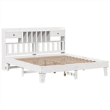 Cadre de lit sans matelas blanc 200x200 cm bois massif de pin