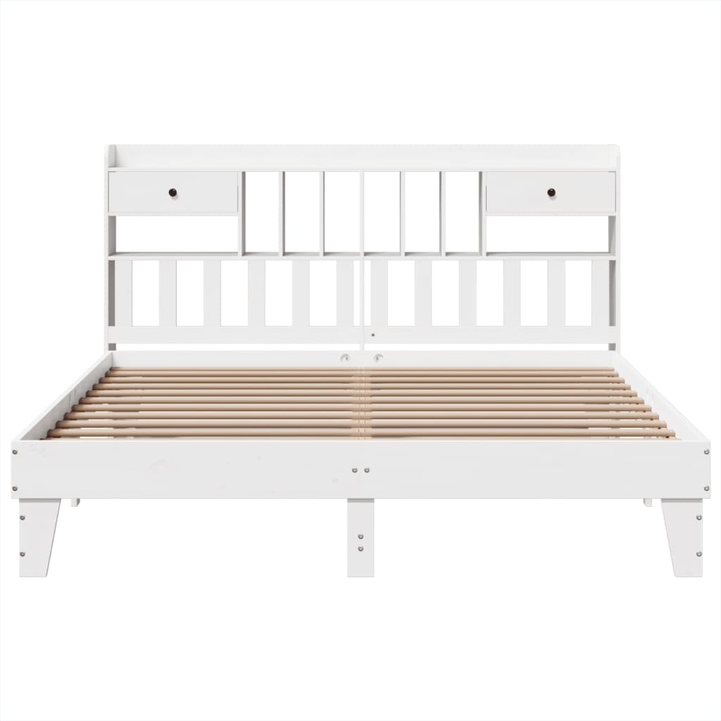 Bed frame without mattress white 200x200 cm solid pine wood