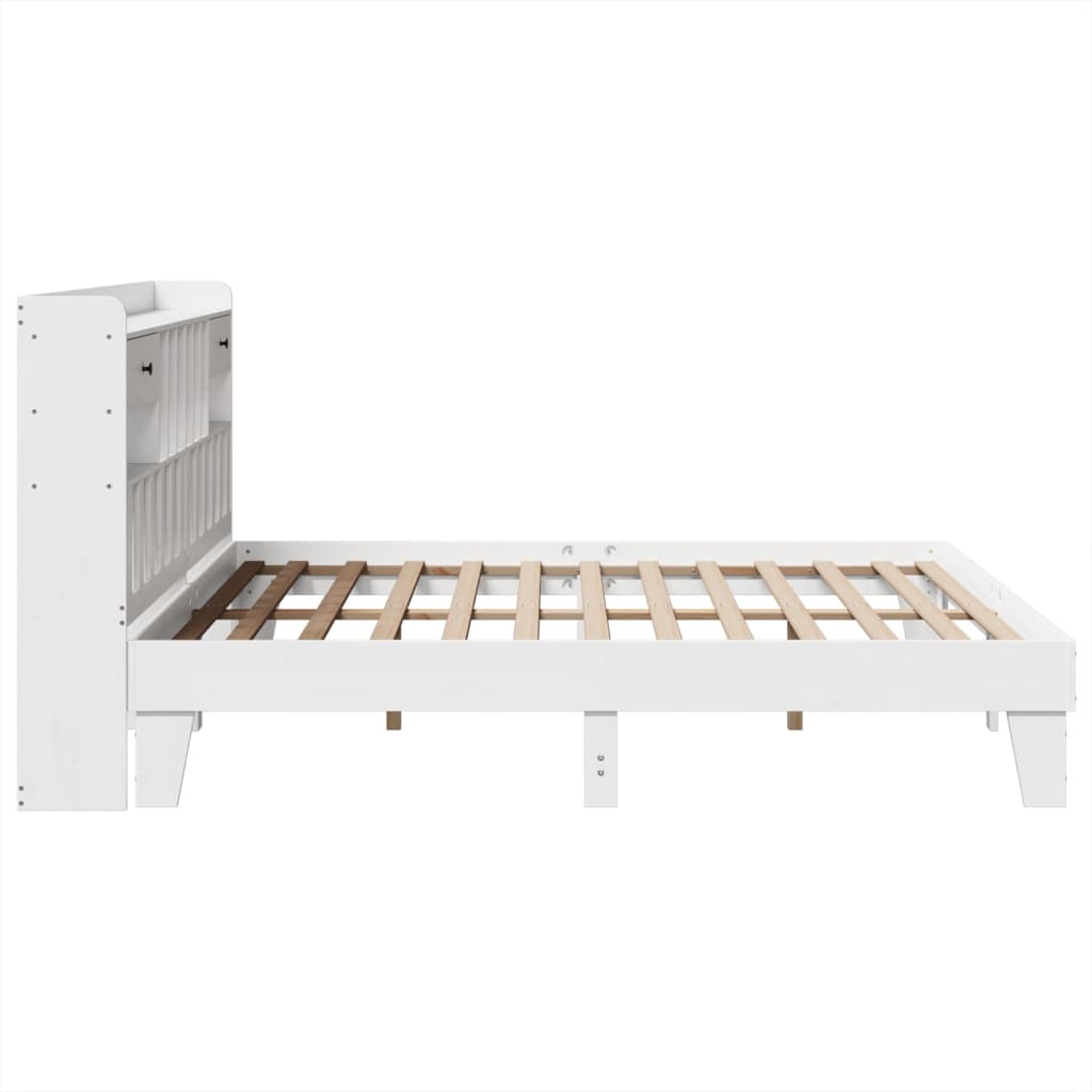 Cadre de lit sans matelas blanc 200x200 cm bois massif de pin