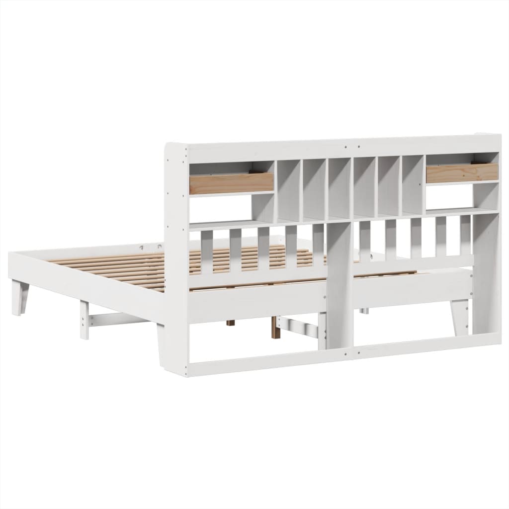 Bed frame without mattress white 200x200 cm solid pine wood