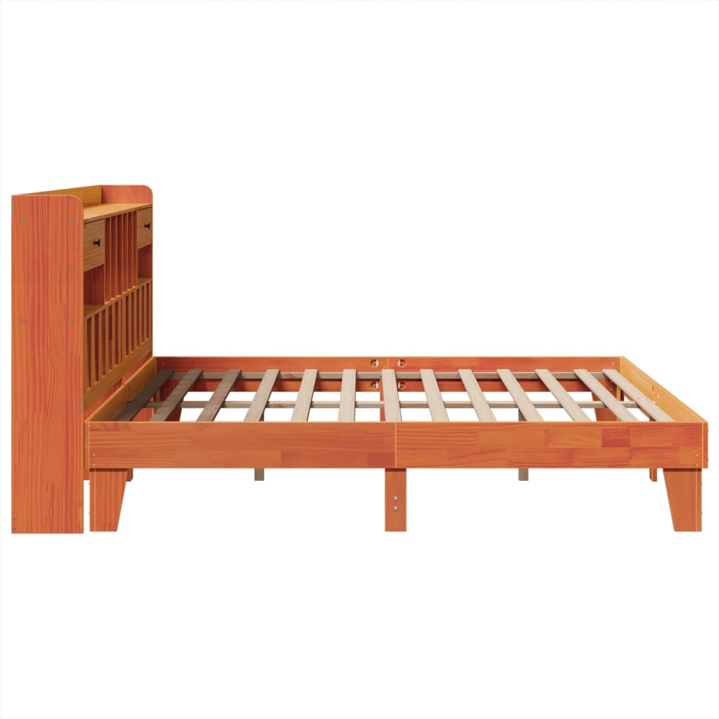 Cadre de lit sans matelas cire marron 200x200cm bois pin massif