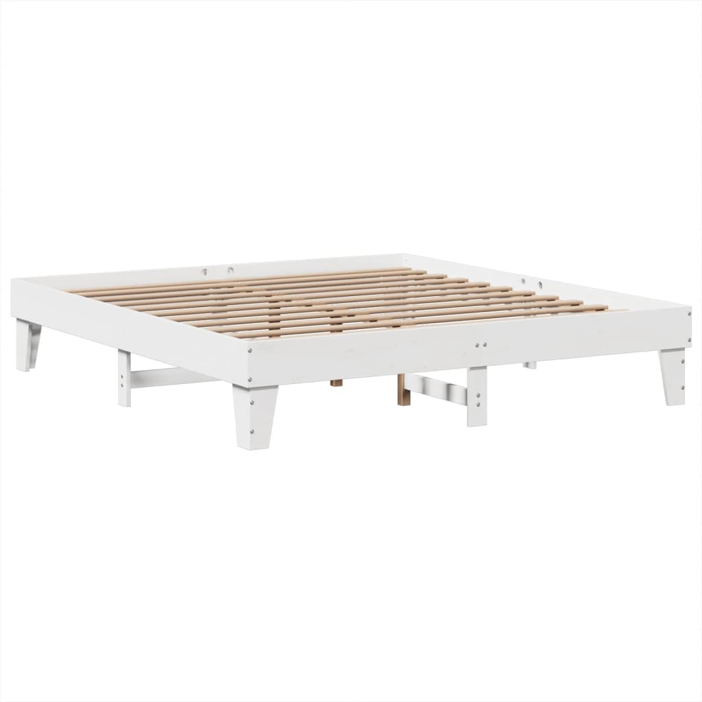 Cadre de lit sans matelas blanc 180x200 cm bois massif de pin