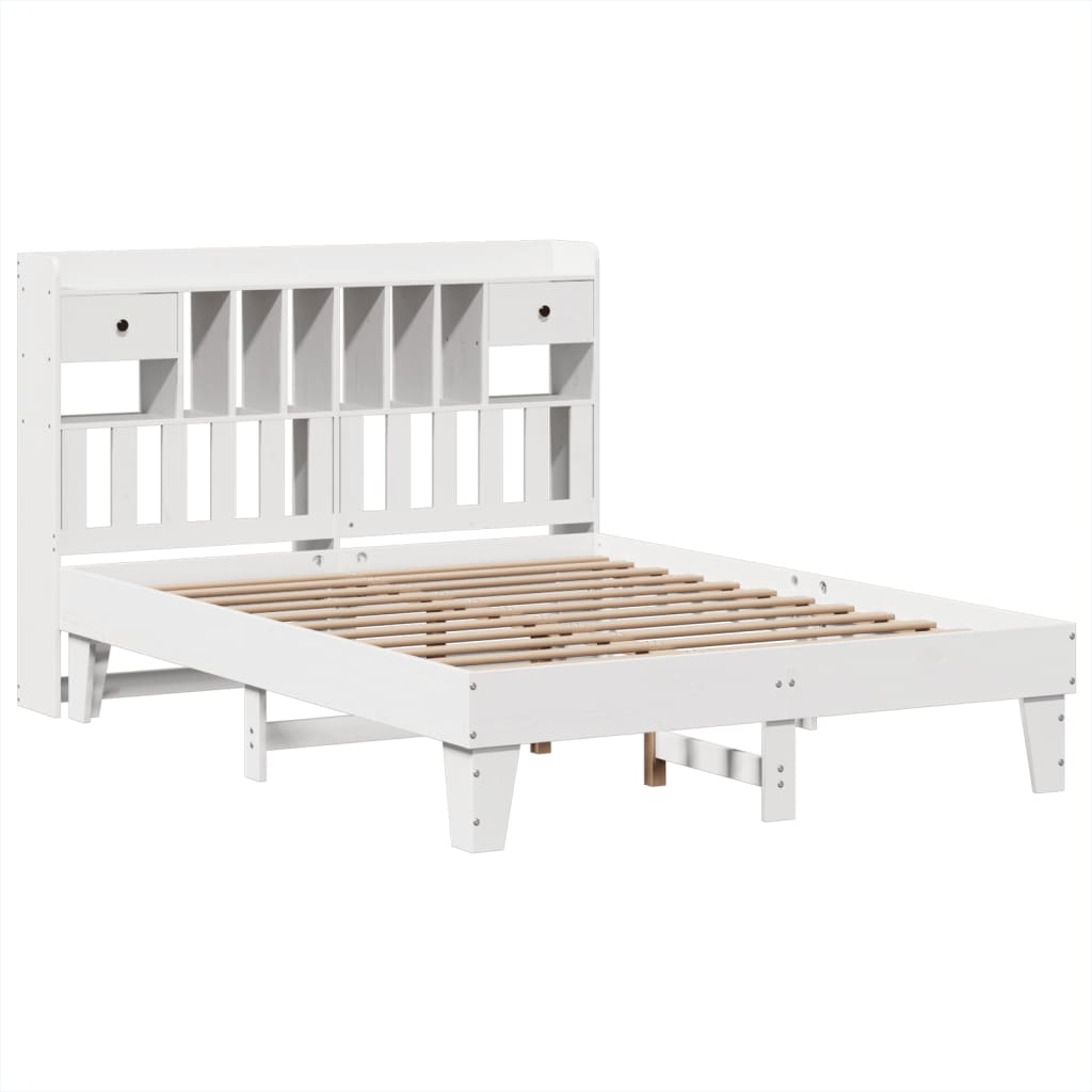 Cadre de lit sans matelas blanc 160x200 cm bois de pin massif